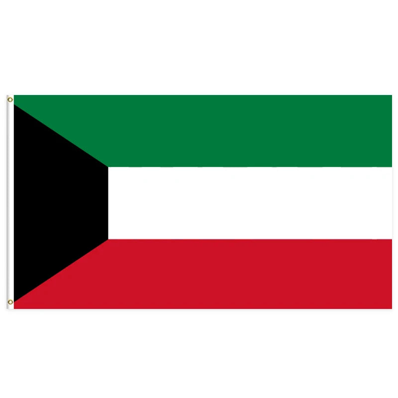 3x5Ft Kuwait Flag Polyester With Two Brass Grommets Single Layer Wall Hanging Outdoor and Indoor Decor
