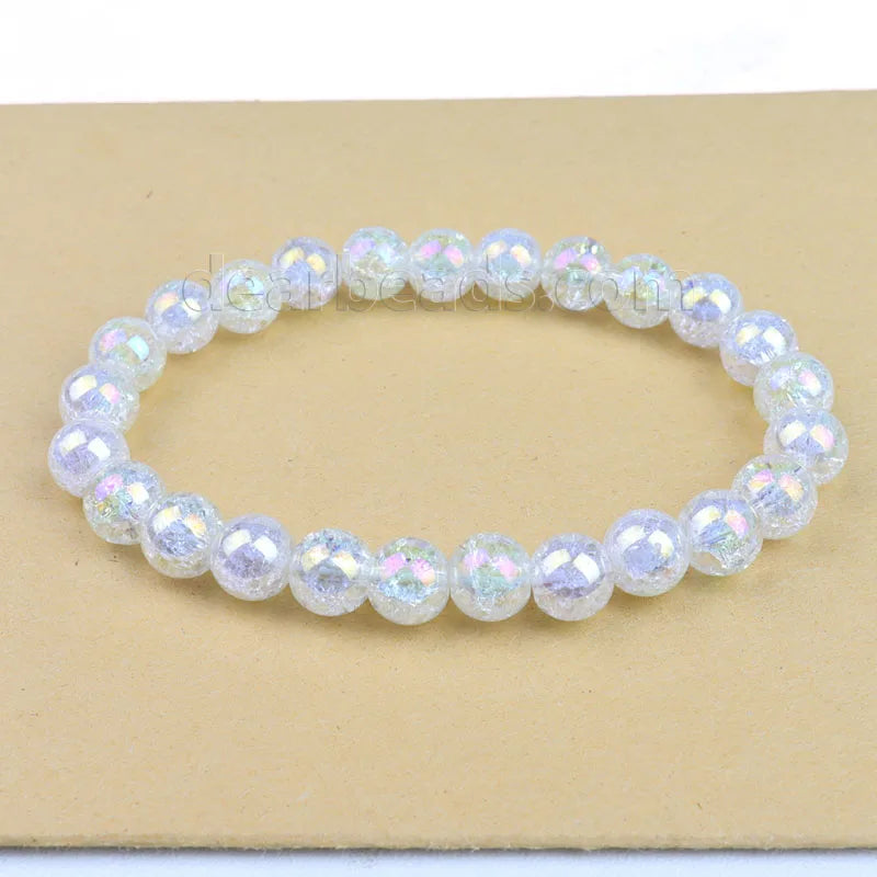 Wholesale Cheap Crackle Angel  Aura Quartz Crystal Beads Bracelet 18.5Cm  6mm 8mm 10mm
