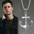 2025 Wholesale Fashion Retro Necklace Caribbean Pirates Anchor Stainless Steel Necklace