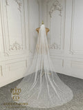 QUEENS GOWN French Vintage Pearls Bridal Veils One-Layer Long Train With Pearls Veil for Bridal Wedding