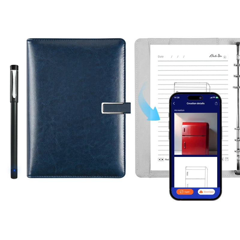 Factory Direct Sales Smart Notebook Writing  Dawing Sync Sharing Office  Business Digital Notepad  Business Leather Notebook