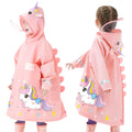 Kids Raincoat Waterproof Cute Unicorn Design with High Collar Waterproof Pocket and Big Space for Schoolbag for Children
