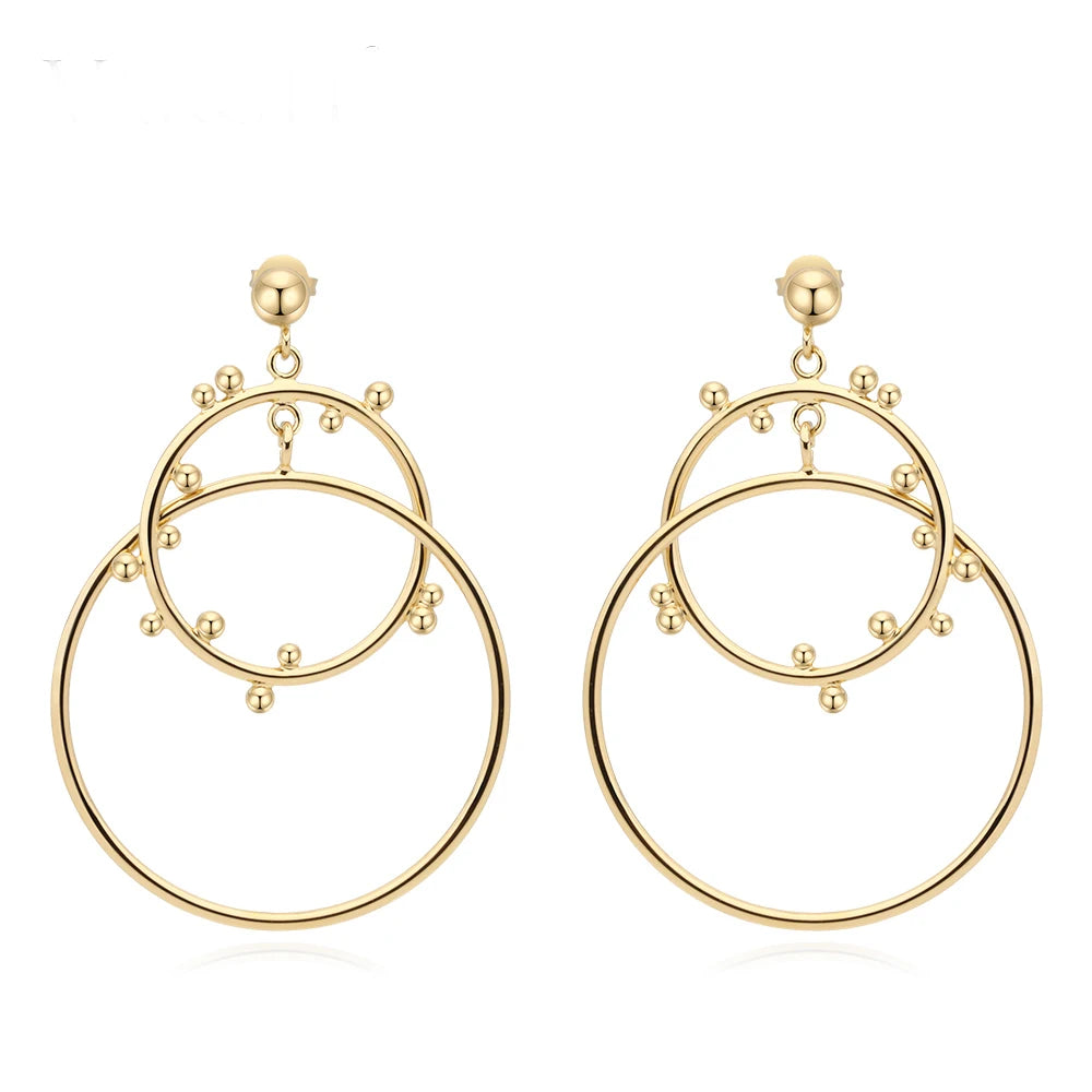 OEM Large Drop Earrings for Women  Gold Plated Trendy Long Fashion Jewelry Brass