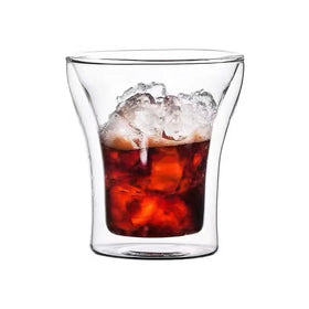 Double Wall Glass Mug Custom Logo Hand Blown Double Wall Clear Borosilicate Shot Glass Cup for Coffee