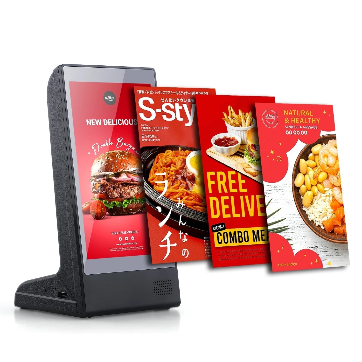 Battery Powered Table Top Digital Restaurant Menu  Android 8 Inch Restaurant Touch Order Screen Display Advertising