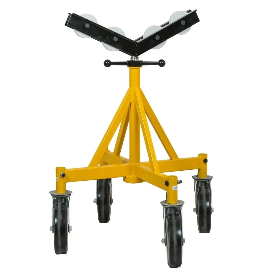H405 V-head Pipe Jack Stand with Casters for Pipes 40 Inches Max. MegaBDM