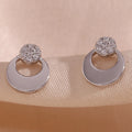 Dainty Sterling Silver Vintage Earrings for Women Zircon Full Moon Stud Earring Round Gold-Plated Korea
