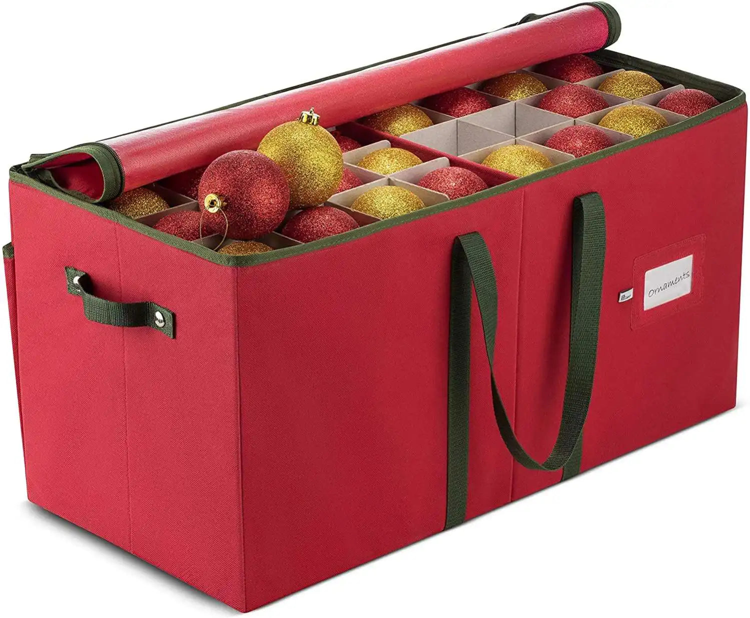 Xmas Decorations Storage Container Holiday Christmas128 Ornament Storage Box with Dual Zipper Closure