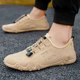 Popcorn Outsole Fashion Casual Sport Large Size Leather Flying Woven Running Shoes