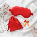 Satin Silk Eye Mask Earplug Three-Piece Set Elastic Strap Adjustable Light-Shielding Sleep Mask Knit Cloth Bag Daily Hair Care