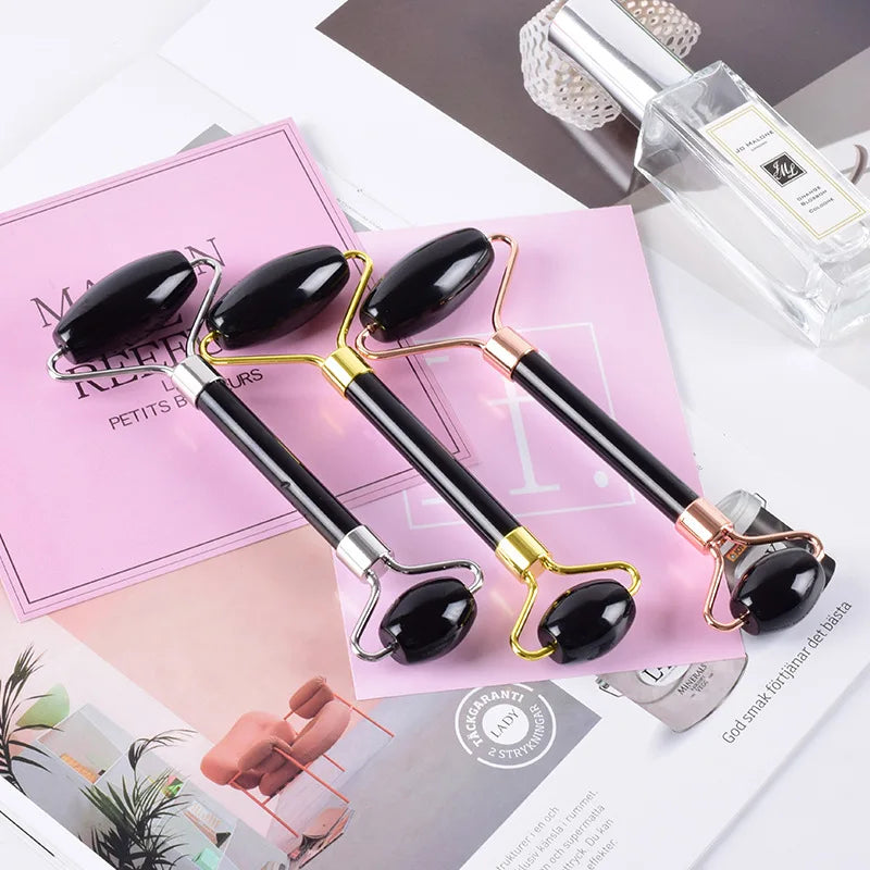 Huiying Good supply care products Stone Double Head Black Obsidian roller
