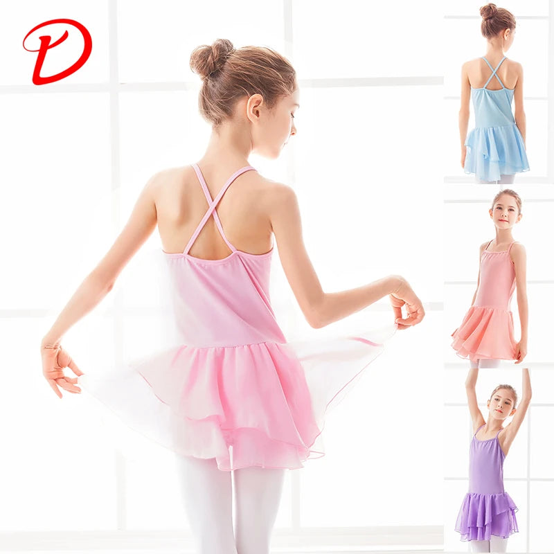 Girls Camisole Cotton Ballet Dress Children Chiffon Skirted Leotards for Dancing