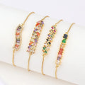 Jachon Fashion Brilliant Entry lux 18k Gold Plated rainbow Zircon Adjustable Bracelet for Women Jewelry