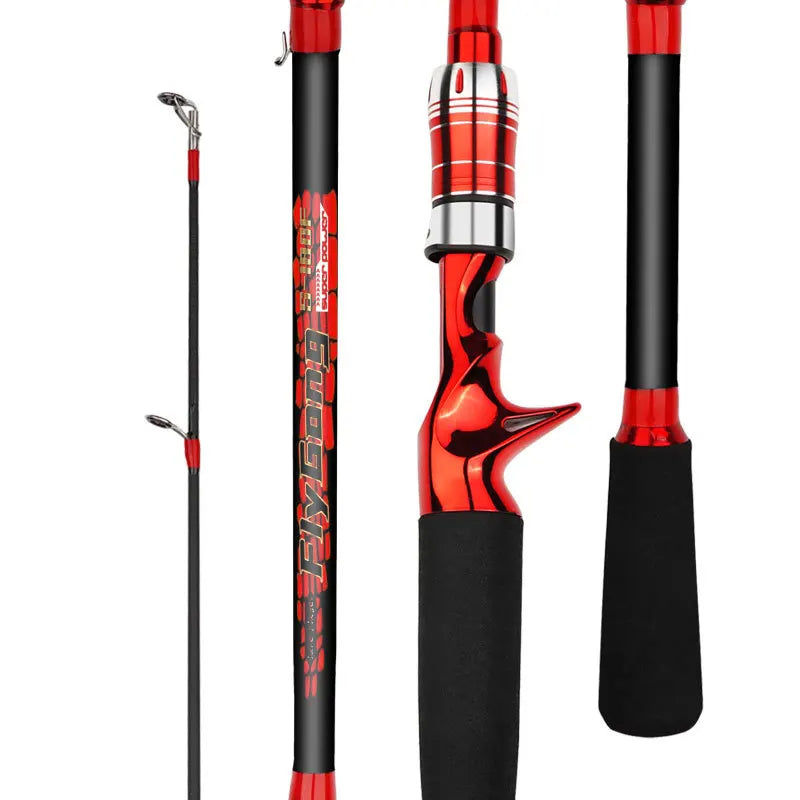 1.8m 2.1m 2.4m 2 Section Spinning Baitcasting Rod M/ML Set Carbon Fiber Travel Fishing Rod and Reel Combo