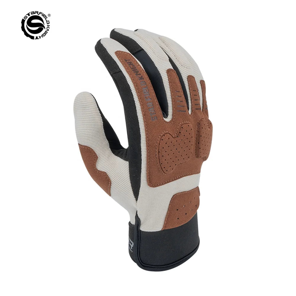 Summer Motorcycle Riding Leather Gloves Vintage Men Women Protective Touchscreen Gloves Motorbike Motocross Cycling Hand Gloves