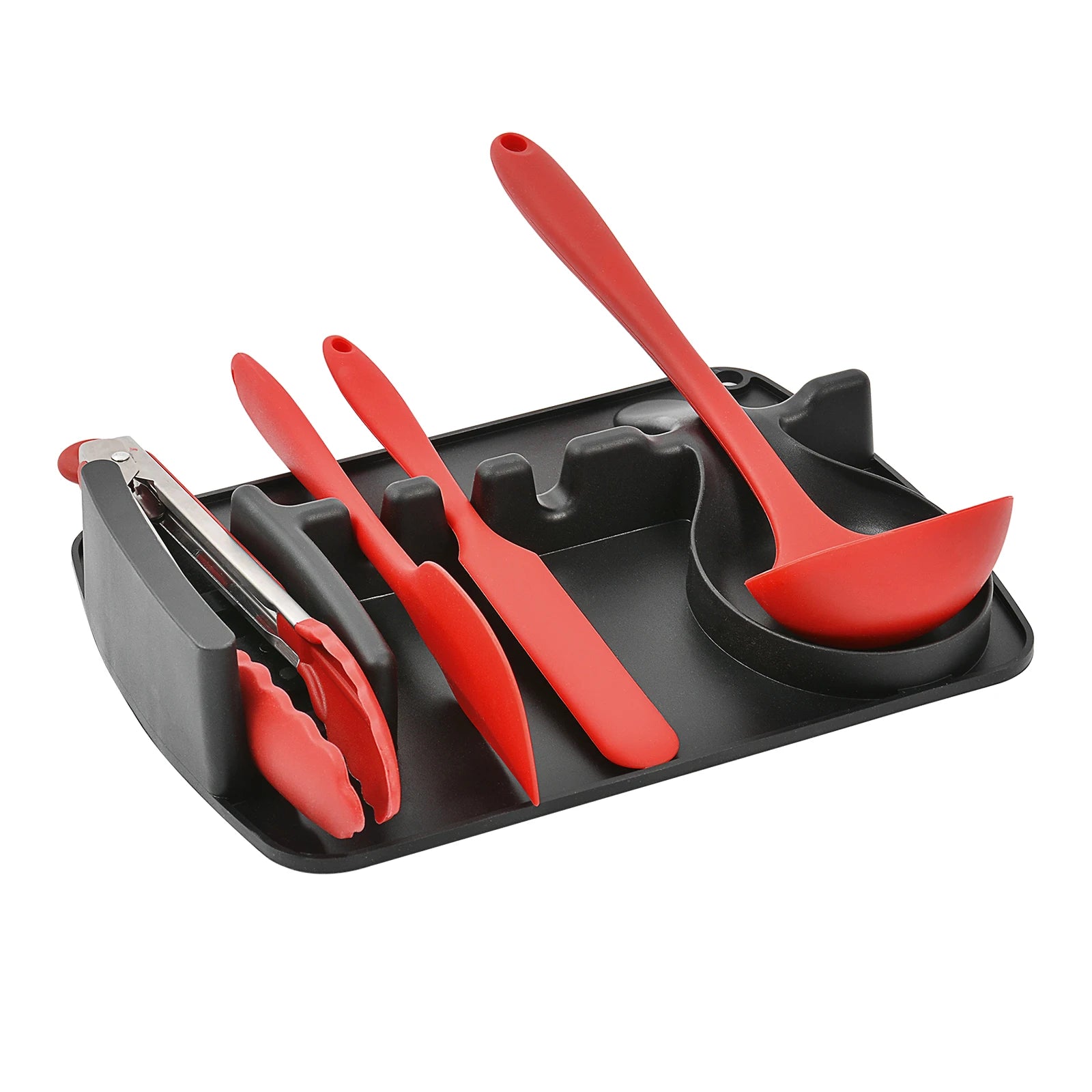 Silicone Spoon Rest Spoon Holder Heat Resistant KitchenSilicone Placemat with Drip Pad Spoon and Shovel Placement Pad