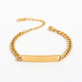 Fenny 18K PVD Plated Wholesale Waterproof&No Fade Dainty Permanent Simple Plain Bar Pendant Stainless Steel Bracelet for Women
