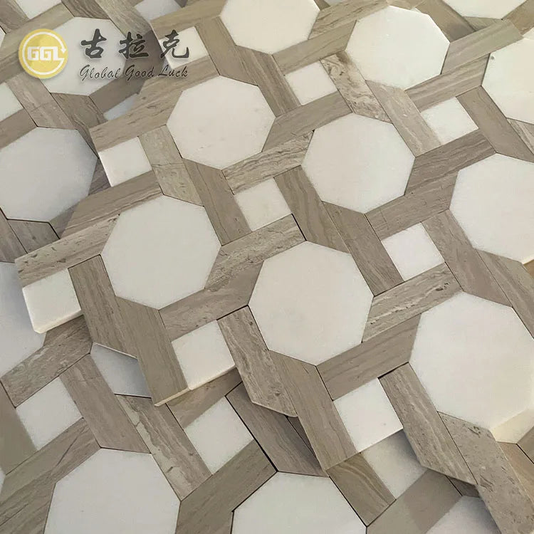 Thassos White Marble Octagon Shape Polished Floor Tile 10mm Thick Kitchen Bathroom Living Room Indoor Walls Chinese Outdoor Use