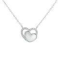 Yaeno Real Silver 925 Double Heart Shell Necklace for Women Fine Love Charm Necklace for Women Valentine's Day Gifts