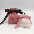 Custom Logo Drawstring Wedding Favor Bags Small White Cotton Canvas Pouch for Jewelry for Glasses and Other Gifts