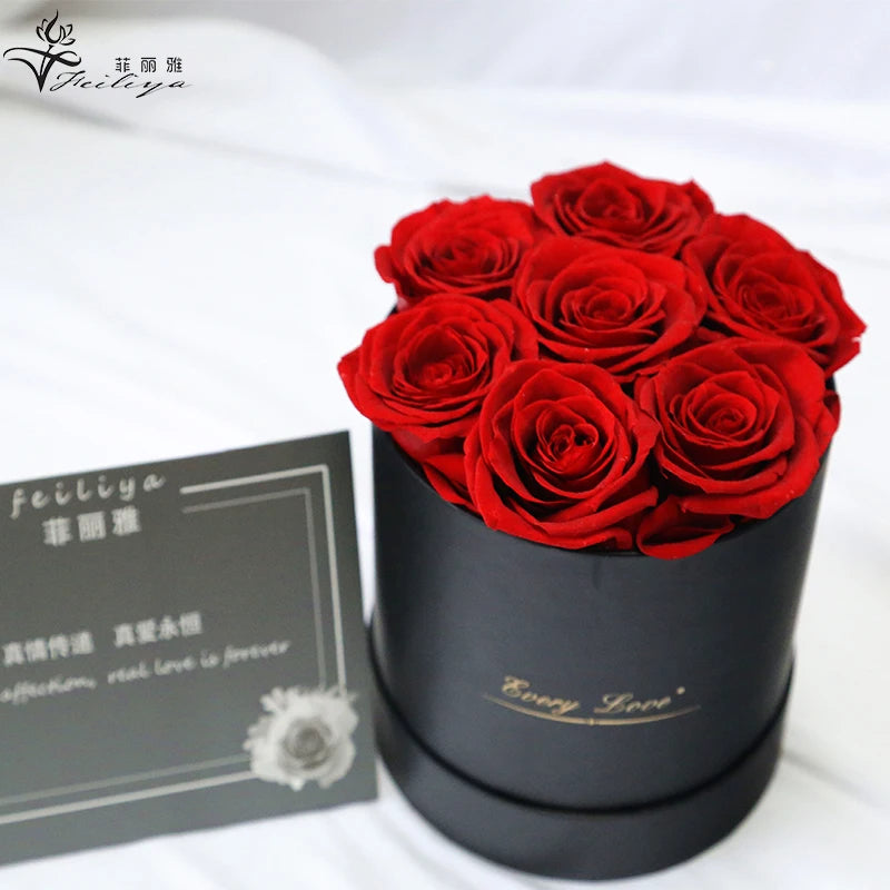 Every Love Factory Customized Wholesale Preserved Rose in Round Gift Box for Valentine Gifts