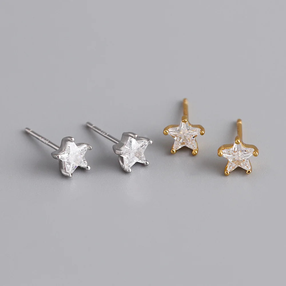 Simple Daily Wear 925 Sterling Silver Zirconia Delicate Mini Star Stud Earrings for Women Fine Jewelry Gift