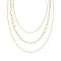 Joolim Jewelry 18K Gold Plated Triple Layered Three Layers Mixed Link Chain Necklace Stainless Steel Jewelry Wholesale