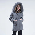 The Ultimate Women's Winter Coat Luxurious Warm Overcoat for City & Holiday Outings Cashmere Trench with Detachable Fox Fur Hood