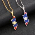 Manufacturer 18K Gold Plated Enameled Belize City Map Chain Necklaces Stainless Steel Enamel Belize Flag Map Pendant Necklace