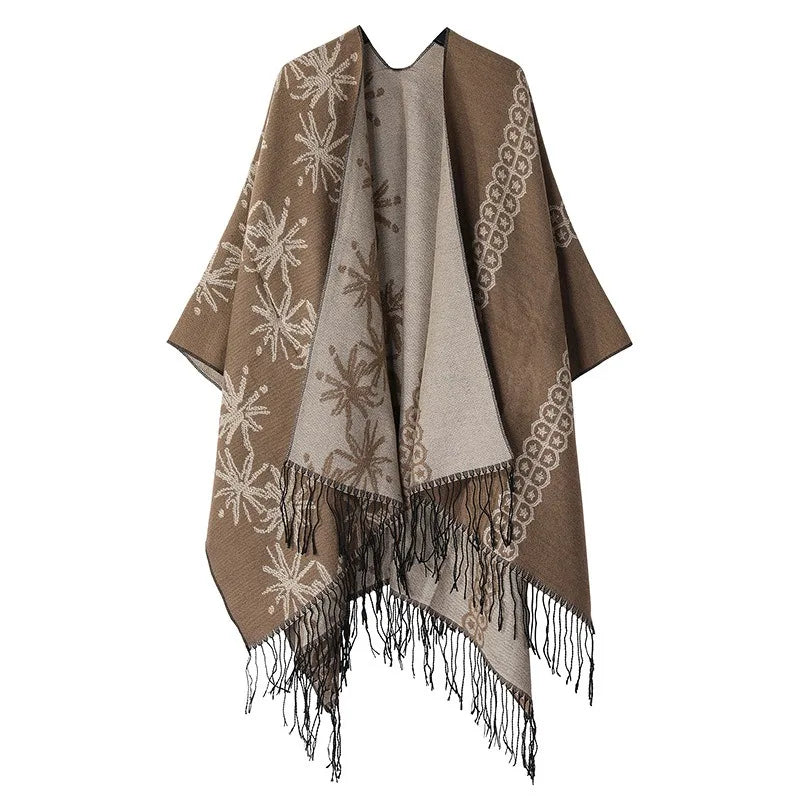 OEM ODM Women's Travel Plaid Shawl Wrap Open Front Poncho Cape for Fall Winter