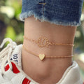 Fashion Cheapest Hollow Lotus Heart Anklet Sets Party Women Bracelet Anklet