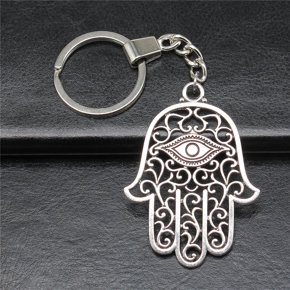 WYSIWYG 59x43mm Antique Silver Plated Antique Bronze Plated Zinc Alloy Eye Hand Keychain for Souvenirs Gift P2-ABD-C14206
