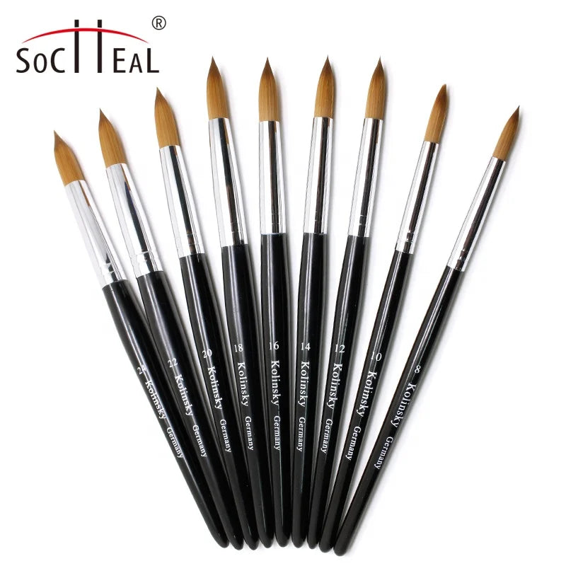 YALIXIN Professional 100% Pure Kolinsky Hair Acrylic Nail Brush Set Luxury Style Private Label Black Wooden Handle for Nail Art