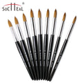 YALIXIN 100% Pure Kolinsky Hair Acrylic Nail Brush Luxury Style Round/Crimped Head Private Logo Black Wooden Handle for Nail Art