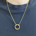 Waterproof Custom Charm Pendant 18k Gold Plated Jewelry Stainless Steel Push Carabiner Circle Clasp Box Chain Necklace Unisex