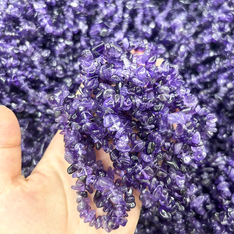 Natural Amethyst Chip Bracelet Genuine Gemstone Stretch Bracelet for Women Healing Crystal Jewelry Wholesale
