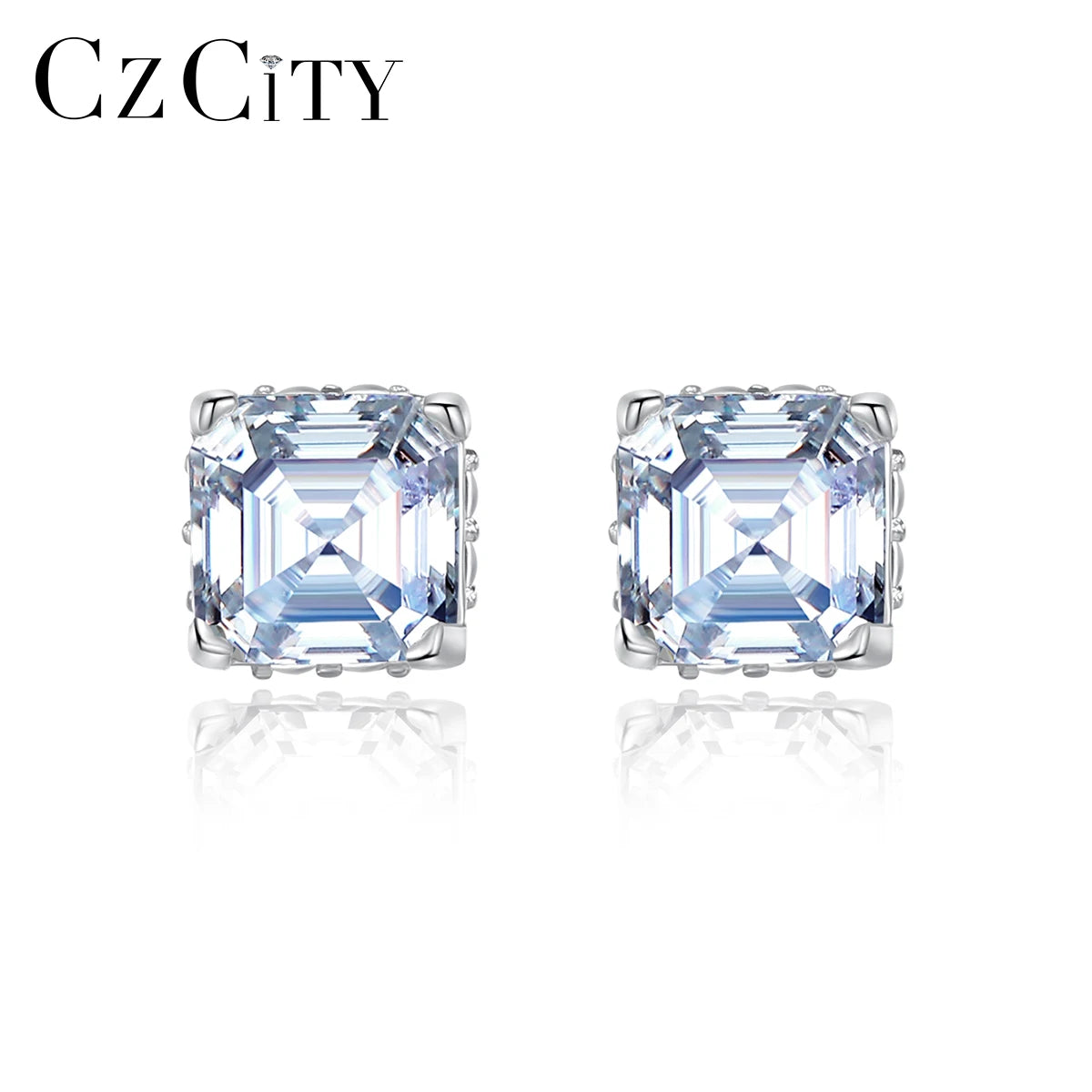 2026 CZCITY Diamond Engagement Asscher Women's Luxury Fashion Trend Earing Jewelry Square Moissanite Earring