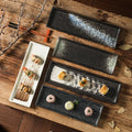 Japanese Cuisine Sushi Sashimi Plates for Restaurant Retro Stone Patterned Tableware 12 Inch 14 Inch Ceramic Barbecue Plate