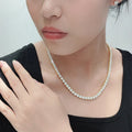 Starsgem 925 Sterling Silver Necklace Tennis Chain Necklace Round Shape Color Gemstone Blue Moissanite Tennis Chain