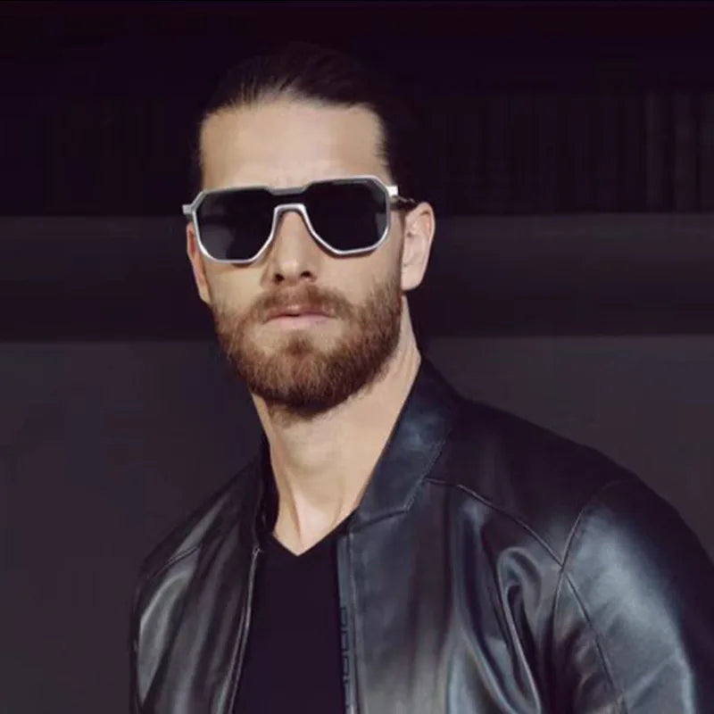 Steampunk Designer Custom Logo Metal Frame Irregular Shaped One Piece Lens UV400 Shades Sun Glasses Sunglasses for Men