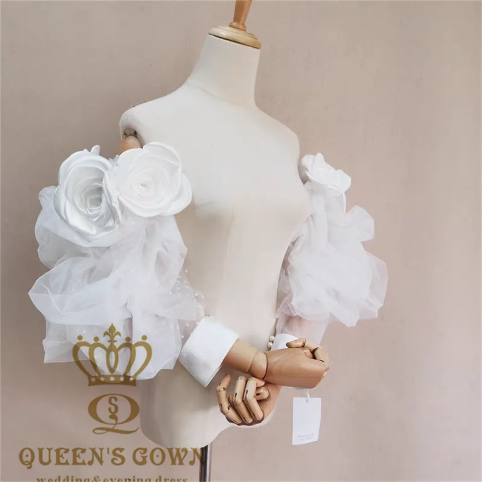 Queens Gown Delicate Bubble Wedding Belts Long Sleeves Detachable Top Accessories for Bridal Dresses