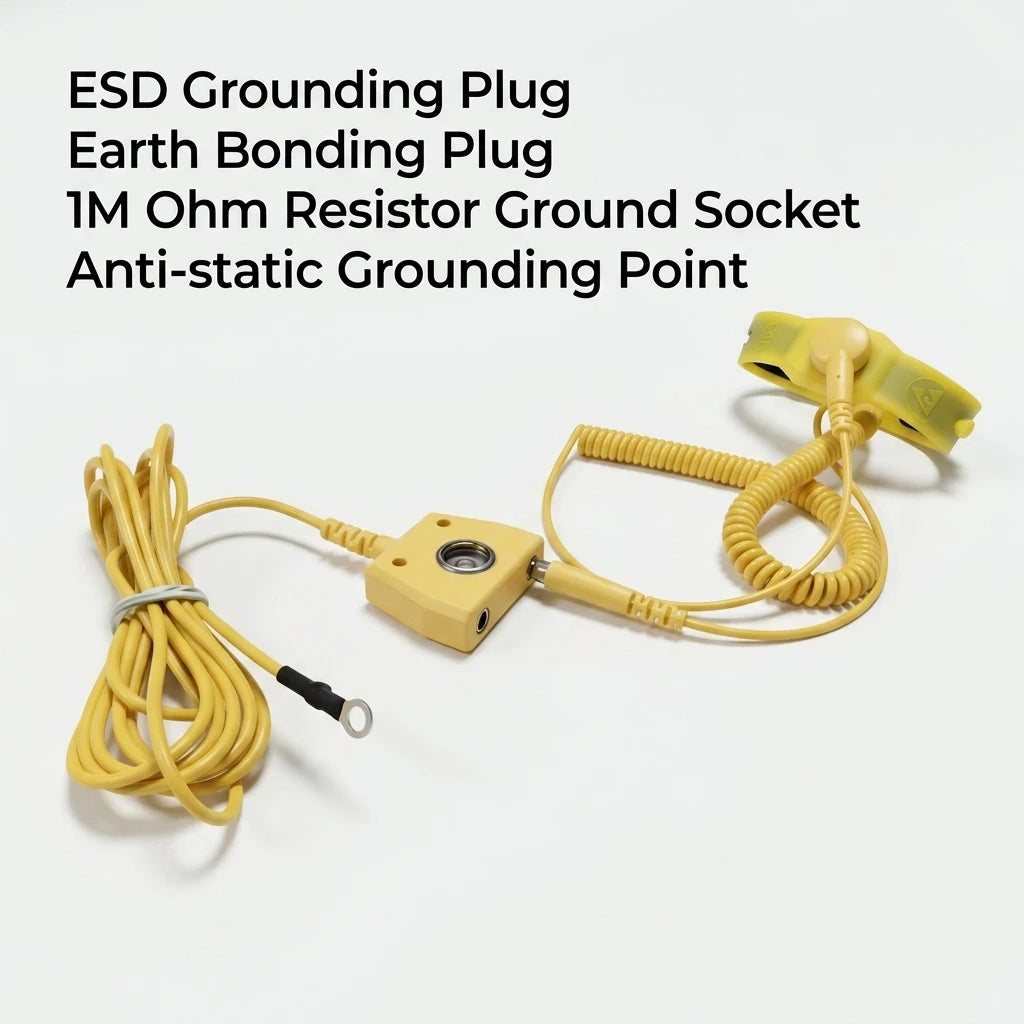 European Standard Anti-Static ESD Earthing Plug L-Type Grounding Socket with 3X10mm Yellow Button