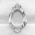 Sterling Silver 15*19mm Semi Mount Pendant Empty Frame Blank Support Setting S925 Base Holder Without Center Stone for DIY Inlay