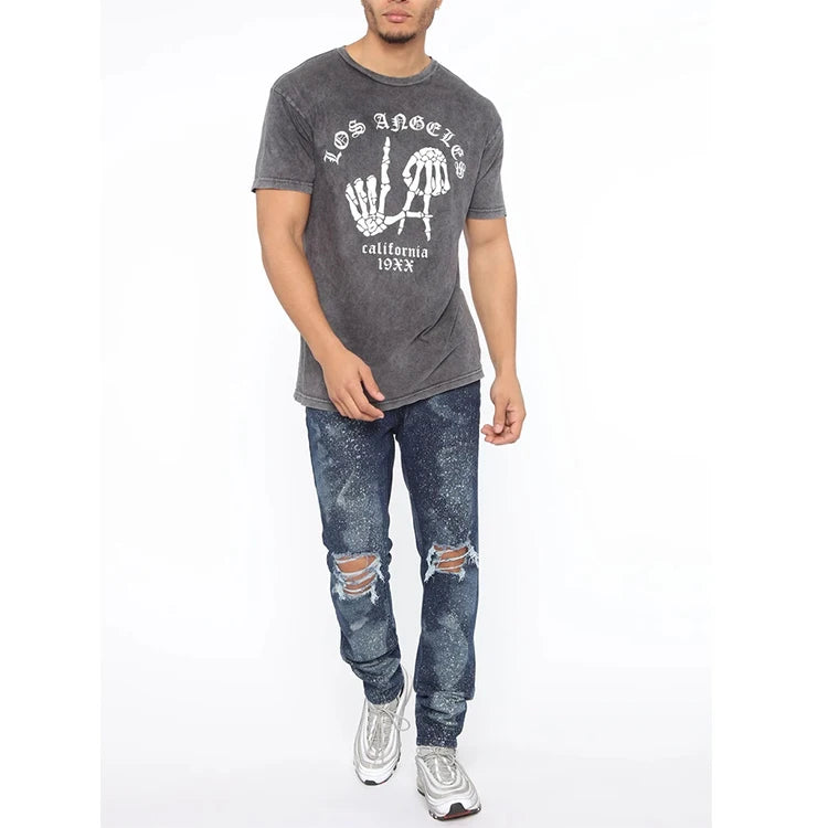 Wholesale Acid Washed T Shirts Men Vintage Washed T Shirts With Custom Printing