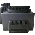 Hot Selling Customized Logo Men Boar Bristle Beard Brush Black Beard Brush and Comb Set