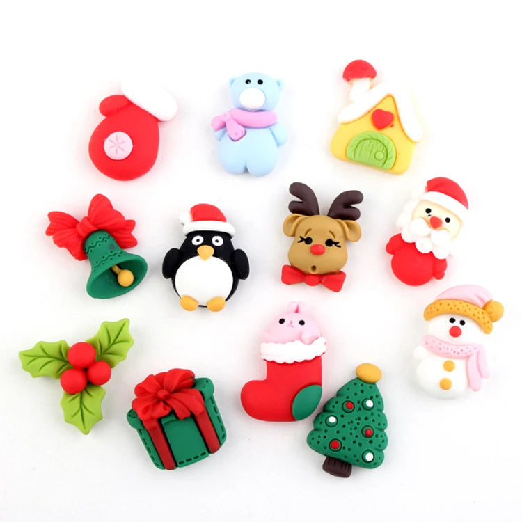 Yiwu Wintop Hot Sale 100pcs Per Bag Lovely Christmas Holiday Theme Flatback Resin Cabochon Diy Decoration