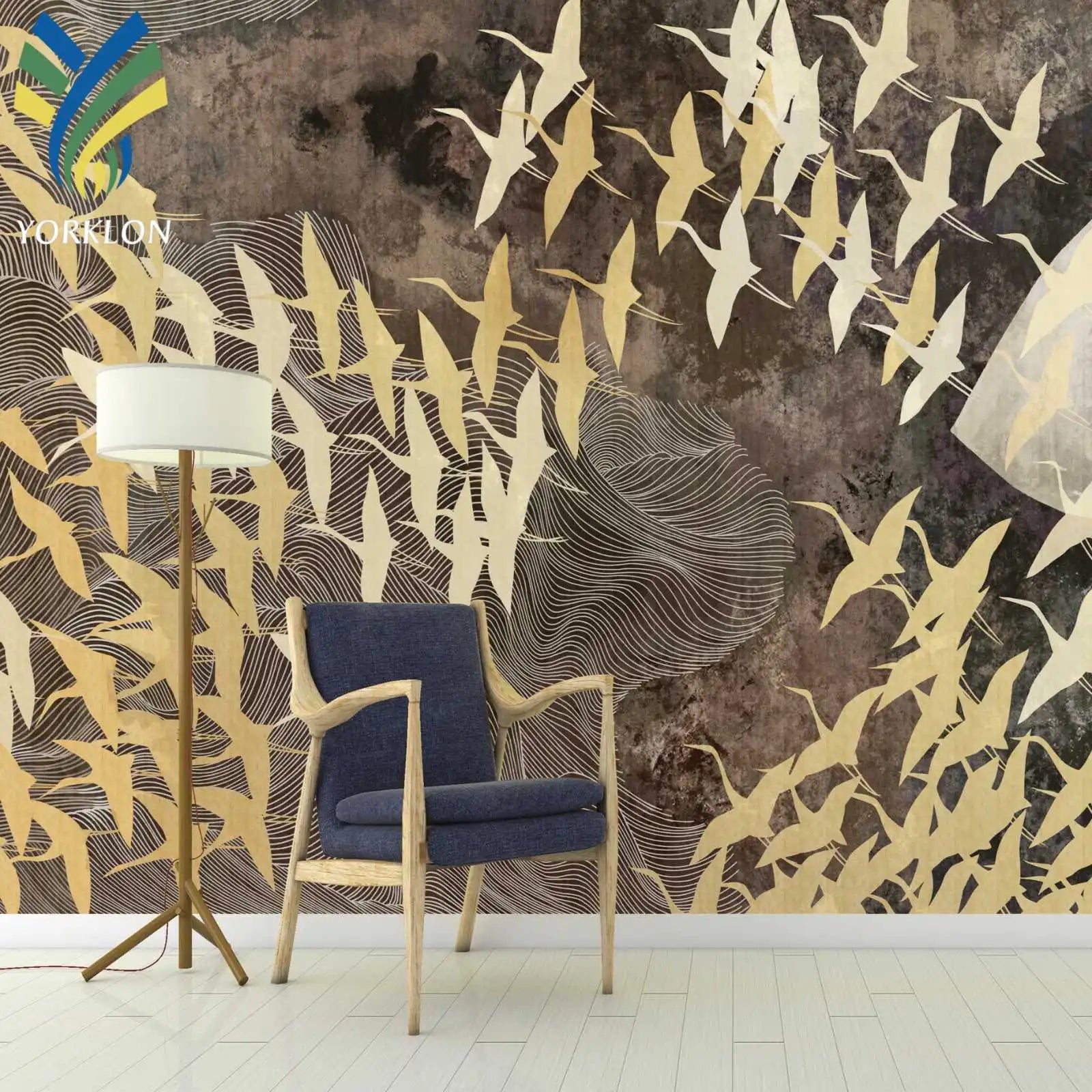 YKMM 183 3D Design Wallpaper Gold Customized Painting 3d Wallpaper for Walls Murals