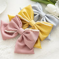 MIO Colorful Bowknot Butterfly Hair Clips Pearl Hair Bows Clips Korea Satin Polyester Bow Hair Spring Clip for Women Girls