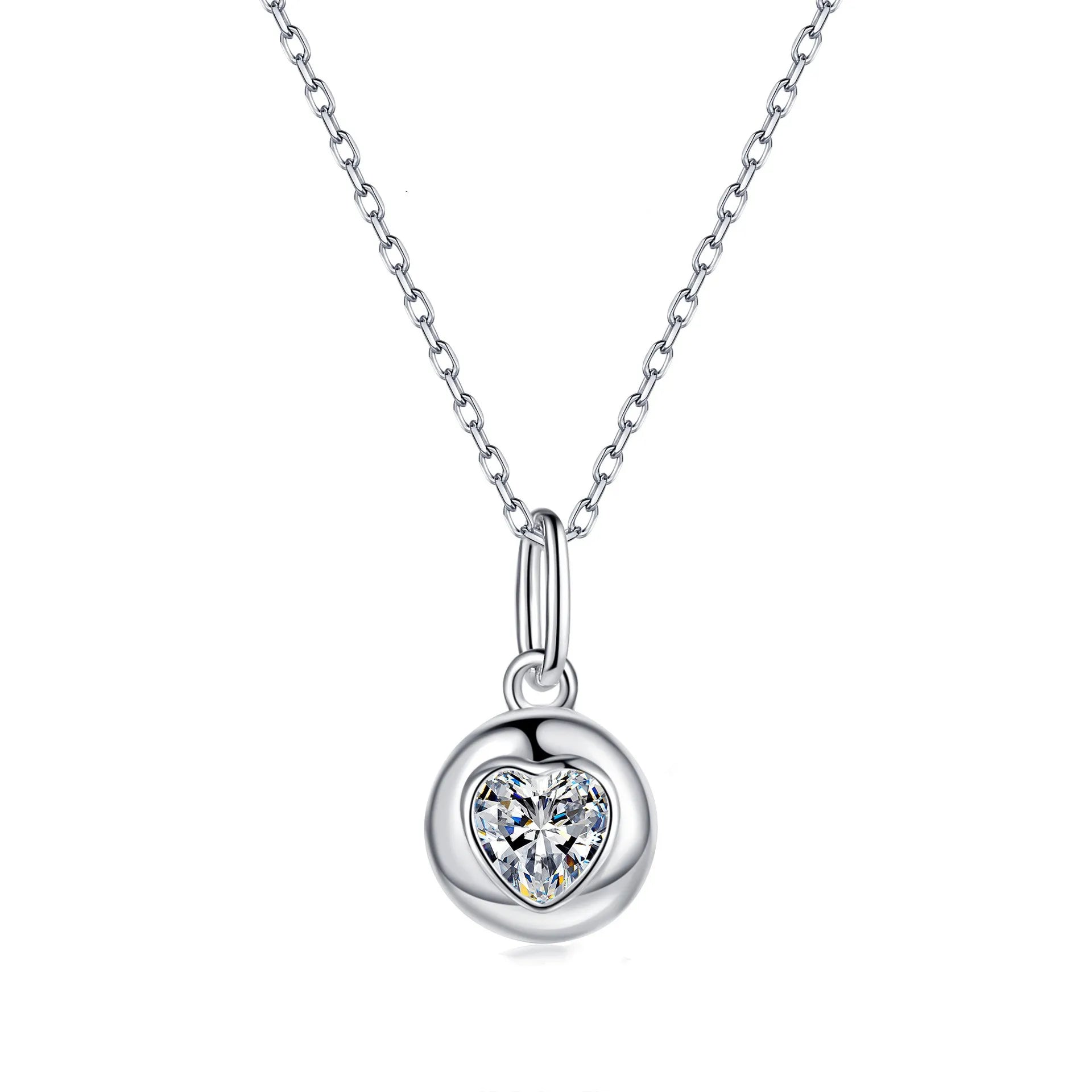 Waterproof Nickle Free 925 Sterling Silver 0.5ct Moissanite All Inclusive Heart Shaped Exquisite Fine Jewelry Women's Necklace