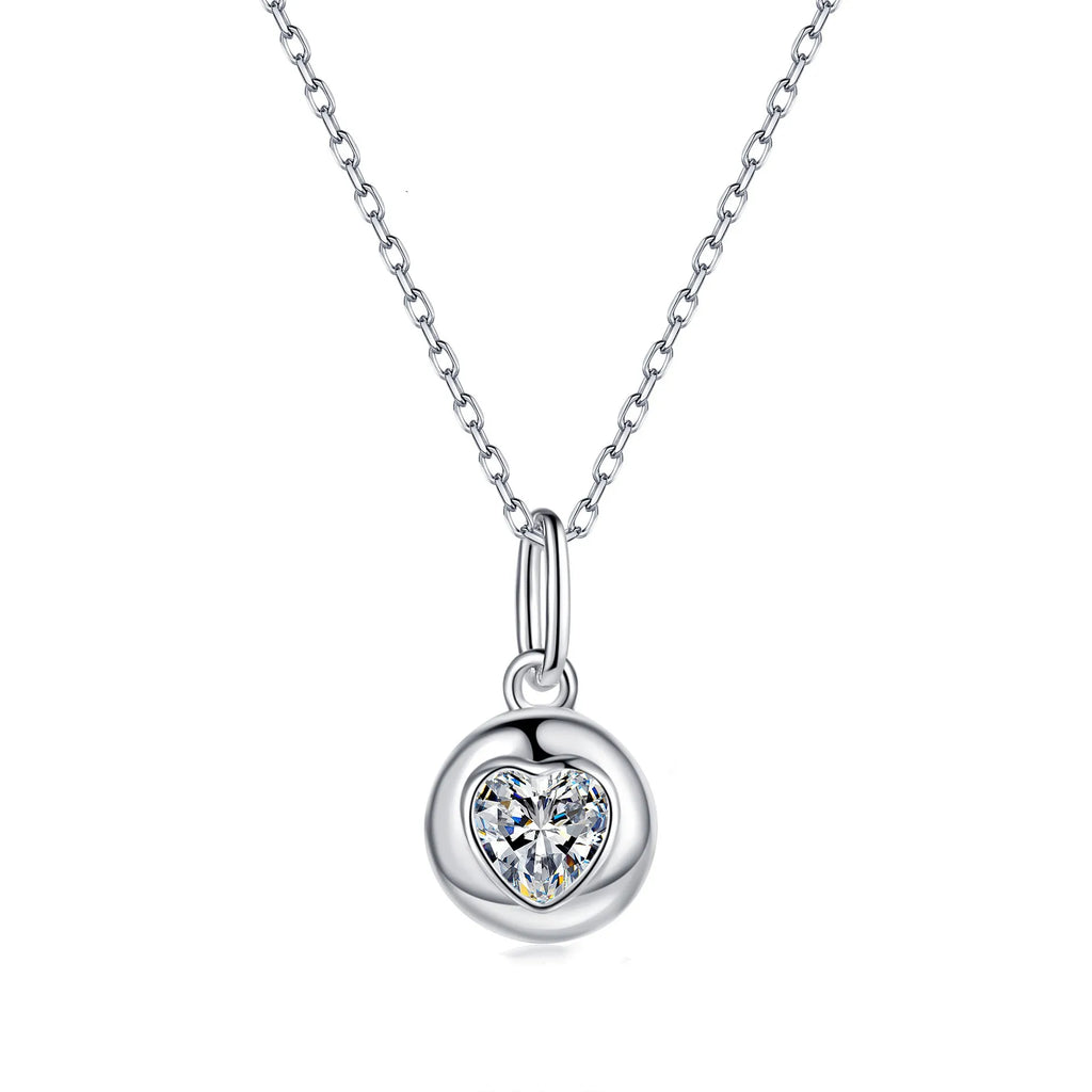 Waterproof Nickle Free 925 Sterling Silver 0.5ct Moissanite All Inclusive Heart Shaped Exquisite Fine Jewelry Women's Necklace